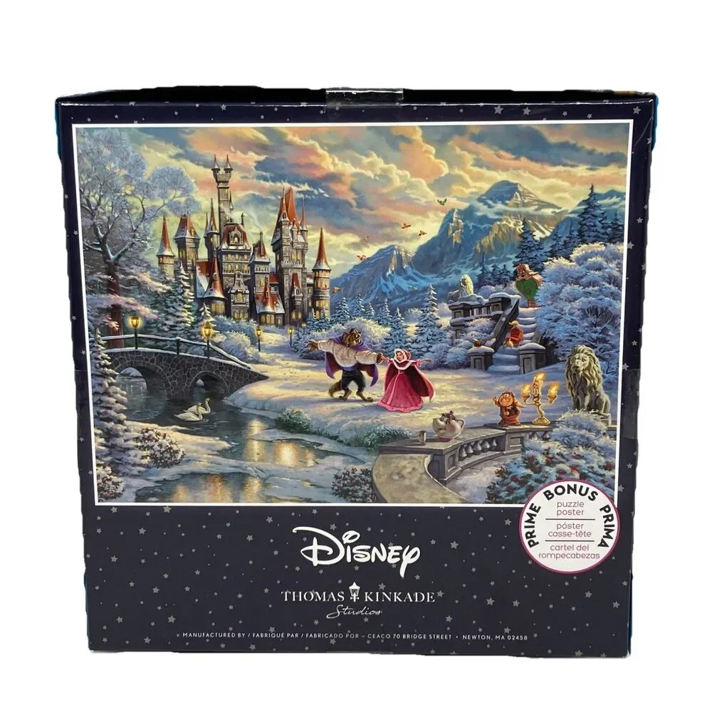 Ceaco‎ Disney Kinkade Puzzle 1000 Pc Beauty Beast Winter Castle Belle Princess